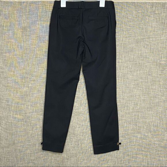 Kate Spade Jackie Dress Pants Bow Cuff Gold Stud Black Cropped Capri Size 00